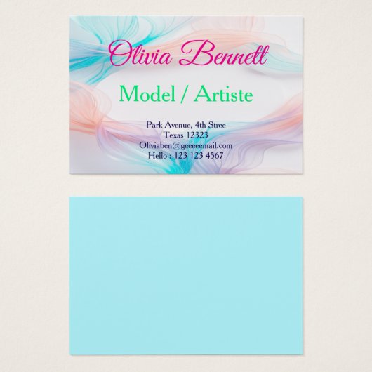 Soft Pastel Flow Wave Business Card Design (正面&裏面)