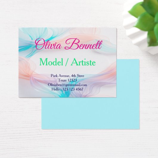 Soft Pastel Flow Wave Business Card Design (デスク)