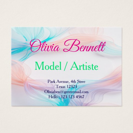 Soft Pastel Flow Wave Business Card Design (正面)