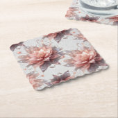 Soft Pastel Flower Coasters – Elegant Floral Table ペーパーコースター (アングル)