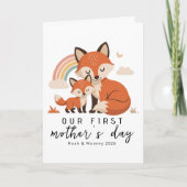 Soft Pastel Fox Mom Baby First Mother’s Day  カード (正面)