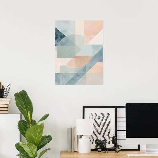 Soft Pastel Geometry – Abstract Modern Art Print ポスター (ホームオフィス)