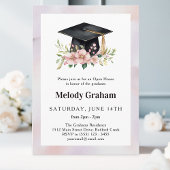 Soft Pastel Graduate Cap With Flowers Graduation 招待状