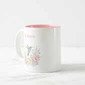Soft Pastel Hummingbird Floral ツートーンマグカップ (正面左)