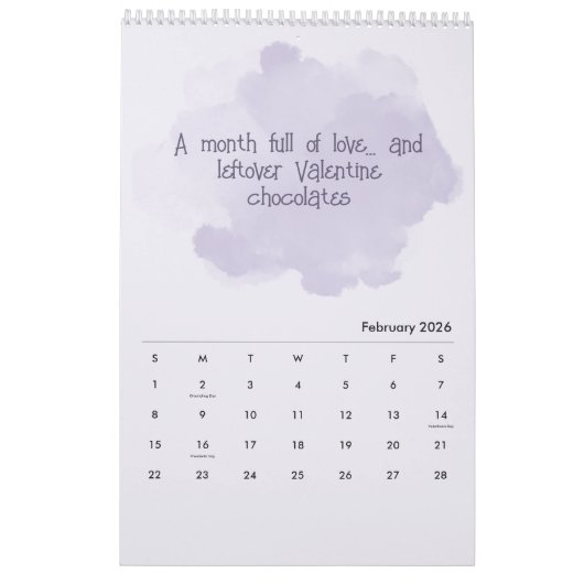 Soft Pastel Inspirational Art Calendar カレンダー (2月 2026)