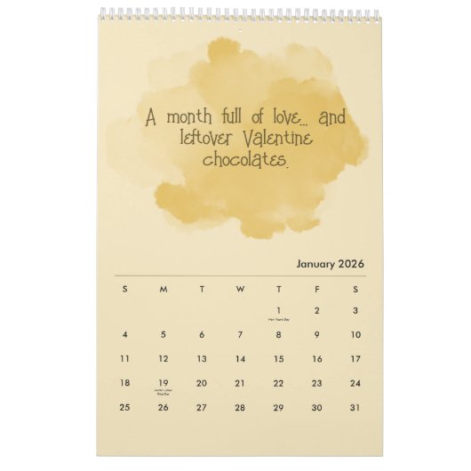 Soft Pastel Inspirational Art Calendar カレンダー (1月 2026)