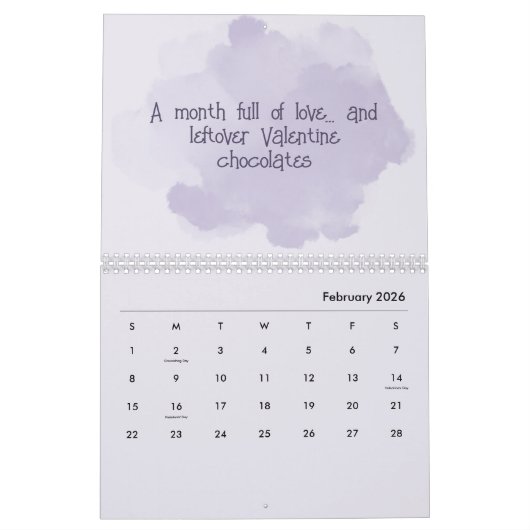 Soft Pastel Inspirational Art Calendar カレンダー (2月 2026)