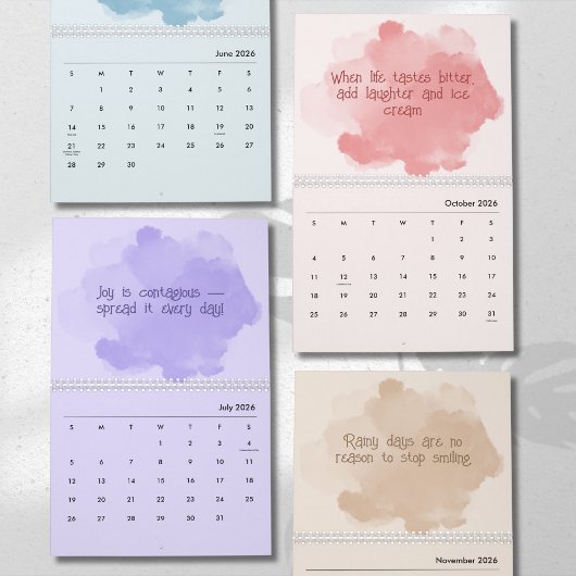Soft Pastel Inspirational Art Calendar カレンダー