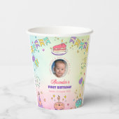 Soft Pastel Joy – Baby Boy 1st Birthday Photo Cups 紙コップ (裏面)