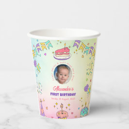 Soft Pastel Joy – Baby Boy 1st Birthday Photo Cups 紙コップ