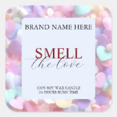 Soft Pastel Love Candle Label for Valentine’s Gift スクエアシール (正面)
