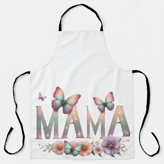 Soft Pastel MOM with Butterflies – Elegant Mother' エプロン (正面)