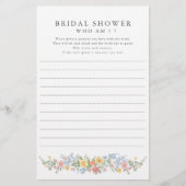 Soft Pastel Ornate Bridal Shower Who Am I Game (正面)