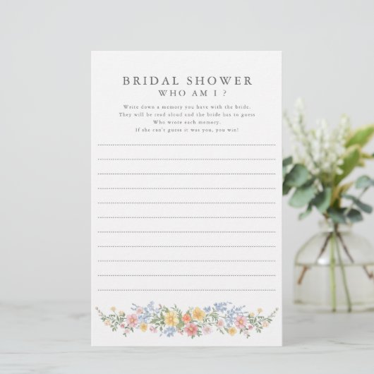Soft Pastel Ornate Bridal Shower Who Am I Game (スタンド正面)