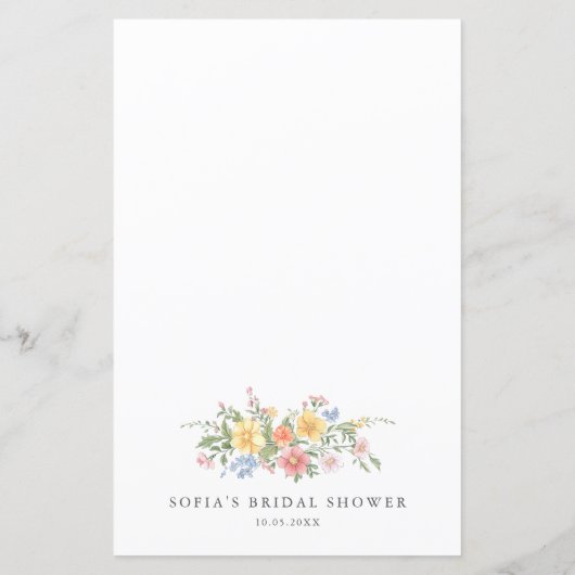 Soft Pastel Ornate Spring Bridal Shower Bingo Game (裏面)