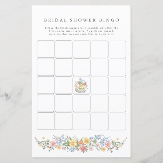 Soft Pastel Ornate Spring Bridal Shower Bingo Game (正面)