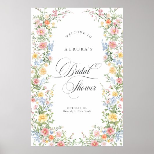 Soft Pastel Ornate Spring Bridal Shower Welcome ポスター (正面)