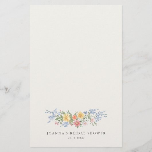 Soft Pastel Ornate Spring chic Bridal Shower Game (裏面)