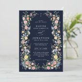 Soft Pastel Ornate Spring Floral QR Code Wedding   招待状 (スタンド正面)