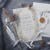 Soft Pastel Ornate Spring Floral QR Code Wedding 招待状