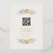 Soft Pastel Ornate Spring Floral QR Code Wedding  箔招待状 (裏面)