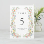 Soft Pastel Ornate Spring Floral Table Number Card 招待状 (スタンド正面)
