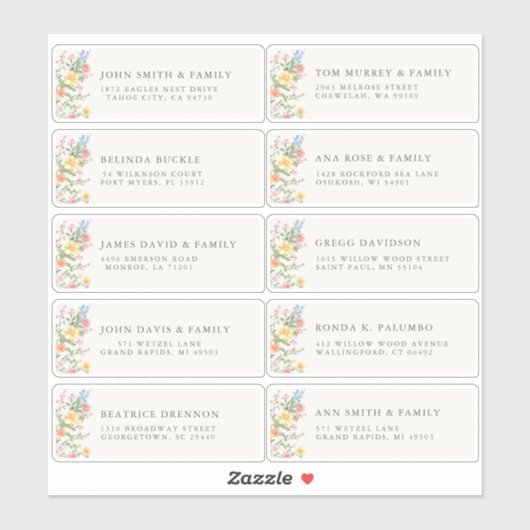 Soft Pastel Ornate Spring Garde Guest Name Address シール (シート)