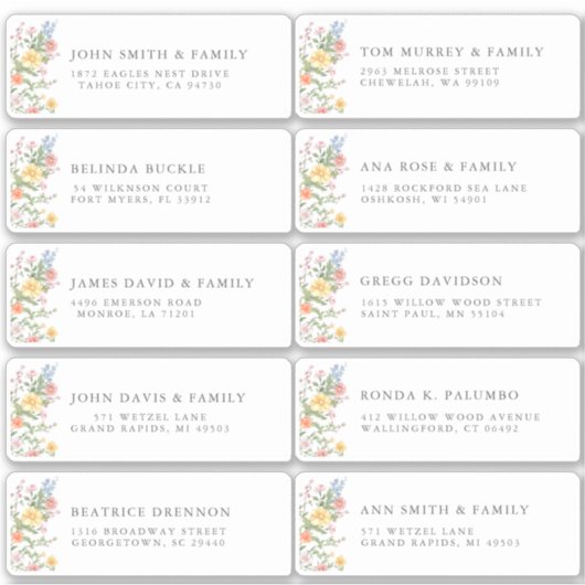 Soft Pastel Ornate Spring Garde Guest Name Address シール (正面)