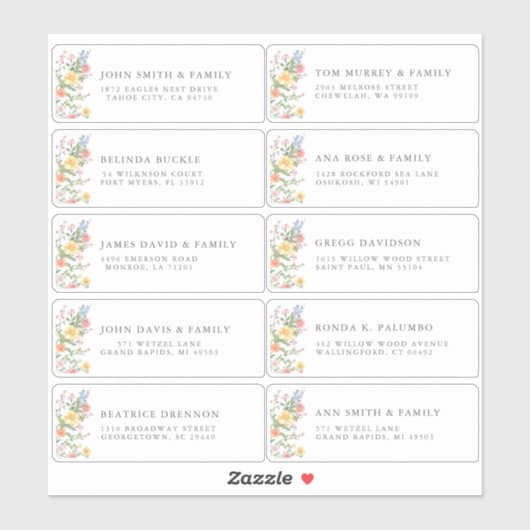 Soft Pastel Ornate Spring Garde Guest Name Address シール (シート)