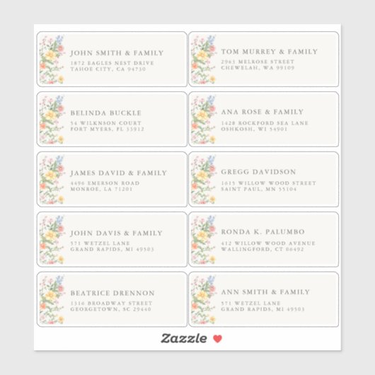Soft Pastel Ornate Spring Garde Guest Name Address シール (シート)