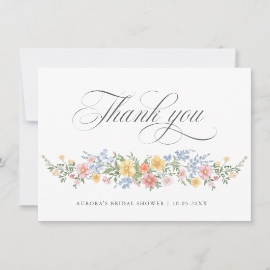 Soft Pastel Ornate Spring Garden Bridal Shower  サンキューカード (正面)