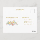 Soft Pastel Ornate Spring Garden Floral gold RSVP ポストカード (裏面)