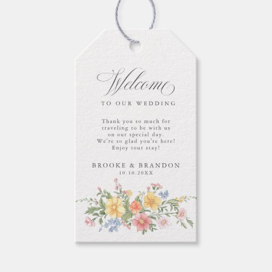 Soft Pastel Ornate Spring Garden Floral Wedding ギフトタグ (正面)