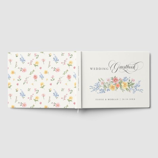 Soft Pastel Ornate Spring Garden Floral Wedding ゲストブック (全面)