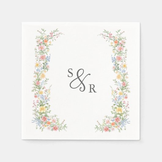 Soft Pastel Ornate Spring Garden Floral Wedding スタンダードカクテルナプキン (正面)