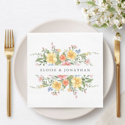 Soft Pastel Ornate Spring Garden Floral Wedding スタンダードカクテルナプキン