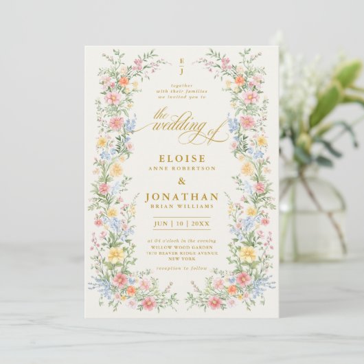 Soft Pastel Ornate Spring Garden Floral Wedding    招待状 (スタンド正面)