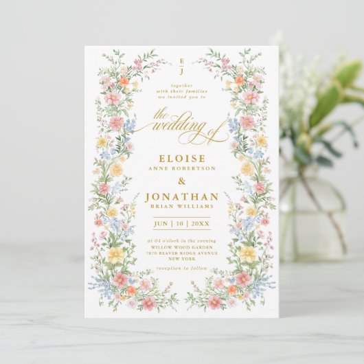 Soft Pastel Ornate Spring Garden Floral Wedding    招待状 (スタンド正面)