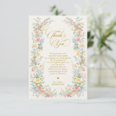 Soft Pastel Ornate Spring Garden Gold Wedding サンキューカード (スタンド正面)