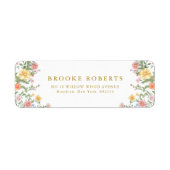 Soft Pastel Ornate Spring Garden Gold Wedding ラベル (正面)