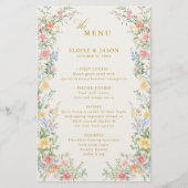 Soft Pastel Ornate Spring Garden Gold Wedding Menu (正面)