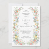 Soft Pastel Ornate Spring Garden  Rehearsal Dinner 招待状 (正面)