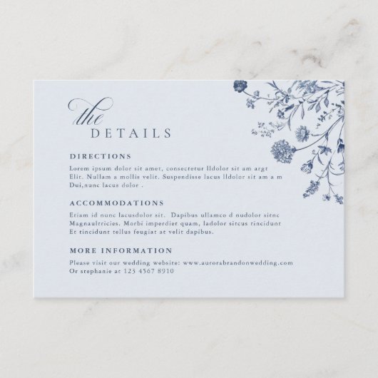 Soft Pastel Ornate Spring Garden  Wedding Details エンクロージャーカード (正面)