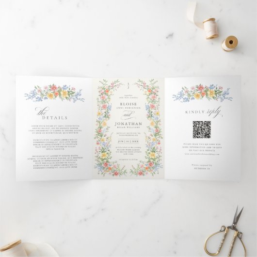 Soft Pastel Ornate Spring Garden Wedding invite    三つ折りプログラム (内部)