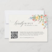 Soft Pastel Ornate Spring Garden Wedding QR Code 出欠カード (正面)