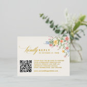 Soft Pastel Ornate Spring Garden Wedding RSVP card 箔招待状ポストカード (立ち正面)