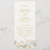 Soft Pastel Ornate Spring Gold Floral Wedding プログラム (正面)