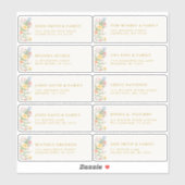 Soft Pastel Ornate Spring Gold Guest Name Address シール (シート)