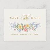 Soft Pastel Ornate Spring Gold Save the Date ポストカード (正面)