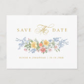 Soft Pastel Ornate Spring Gold Save the Date ポストカード (正面)